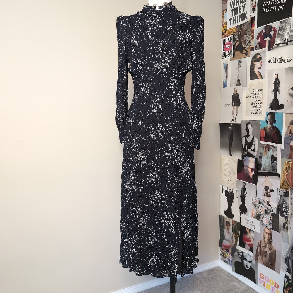 Celestial Star Print Open Back Maxi Dress Boho